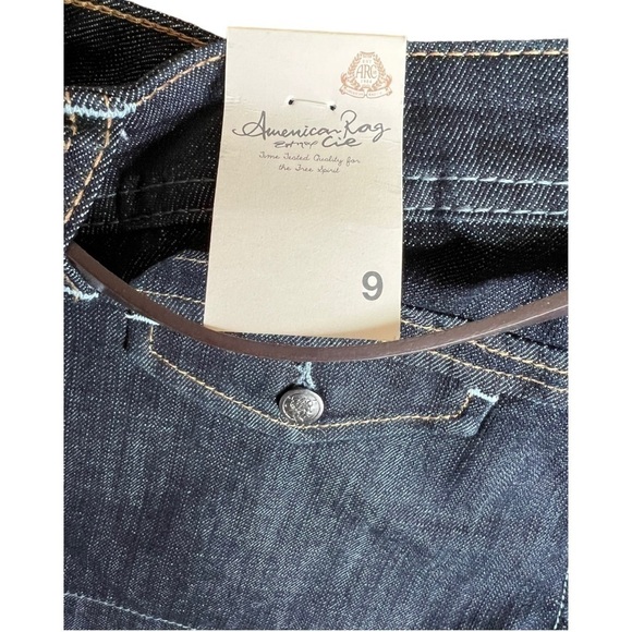 American Rag Blue Cuffed Brown & Gold Belted Jeans Shorts Flap Pocket Size 9 NWT - Picture 10 of 15
